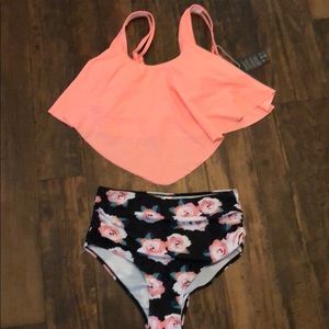 2 piece, high waisted bathing suit